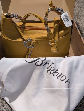 Brighton Yellow Leather Shoulder Bag with Heart Charm